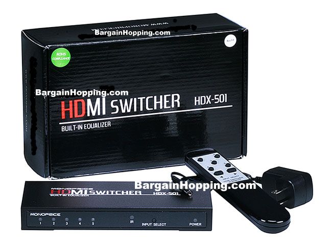 5X1 Enhanced 1.3b Certified HDMI Switch w/ Built-In Equalizer &
